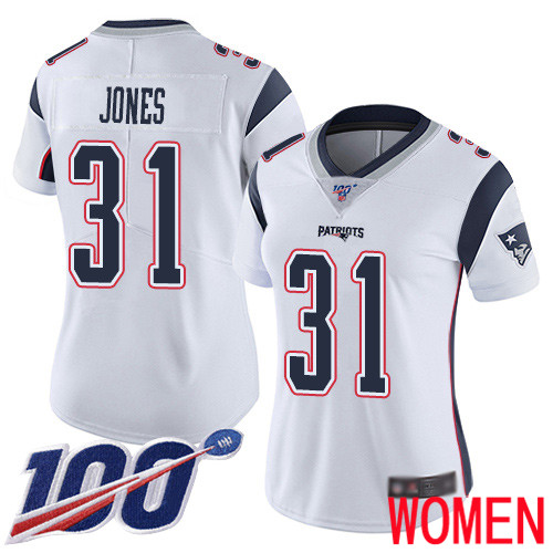 New England Patriots Football #31 100th Season Limited White Women Jonathan Jones Road NFL Jersey->women nfl jersey->Women Jersey